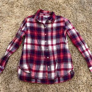 Old Navy Pink, Blue, and Yellow Plaid Button Down Flannel - The Classic Shirt